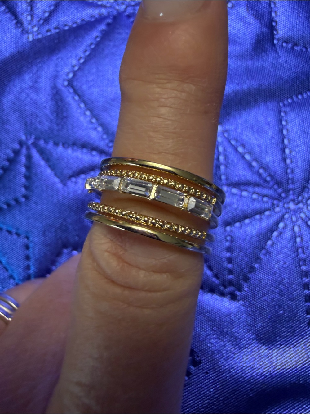 Park Lane Gold Tone Baguette Crystal Multi-Band Ring Size 8 New